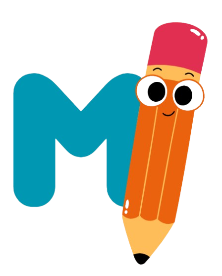 A imagem é um logotipo com a palavra 'MENSI' escrita em letras maiúsculas e arredondadas, de cor azul. A última letra 'I' é substituída por um lápis desenhado de forma divertida e humanizada.Esse lápis tem olhos grandes, um sorriso simpático e está usando uma borracha rosa no topo, como se fosse um chapéu. A ponta do lápis está apontada para baixo, como se estivesse escrevendo. Abaixo dele, há uma linha ondulada preta, sugerindo que ele acabou de escrever 'me ensina'